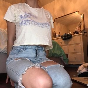 light washed yellow crop top bought from Tilly’s